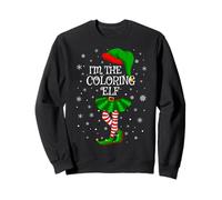 Coloring Elf Christmas Family Group Women Girls Xmas Pajama Sweatshirt