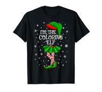 Coloring Elf Christmas Family Group Women Girls Xmas Pajama T-Shirt