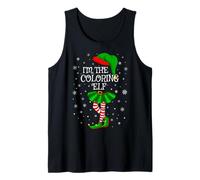 Coloring Elf Christmas Family Group Women Girls Xmas Pajama Tank Top