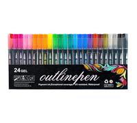 Coloring Graffiti Pens - Double Lines Markers, Outline Pens | Shimmer Drawing Highlighter Tools Set, Creative Art Craft Supplies For Journaling Scrapbooks Photo Albums Projects