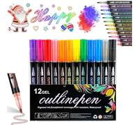 Coloring Lightstick Graffiti Highlighter Pens, 36-Color Coloring Lightstick Graffiti Pen, Double Line Outliner Markers for Drawing/Greeting Cards (12pcs)