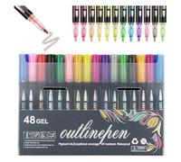 Coloring Lightstick Graffiti Highlighter Pens,Coloring Lightstick Graffiti Pen, 36-Color Lightstick Graffiti Pen Outline, Outline Marker Pens, Shimmer Markers Outline Glitter Pens for Drawing (48PC)