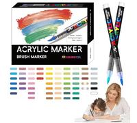 Coloring Markers - Soft Brush Tip Pens, Waterproof Color Marker Set | Art Supplies For Crafts Projects On Fabric Canvas Ceramic Glass Stone Rock, Creative Drawing Tools Artists Kids Adults Design