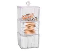 Coloring Pad Holder, Cotton Holder for Bathroom, Cotton Swab, Makeup Organizer Holder, Q-tips Acrylic Transparent Cosmetic Container with Tap