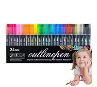 Coloring Pens - Double-Lines Doodle Outline Markers | Art Highlighter Pens | Double-Lines Graffiti Outline Markers | Shimmer Drawing Highlighter Pens For Crafts, Scrapbooks, Photo Albums, Journaling
