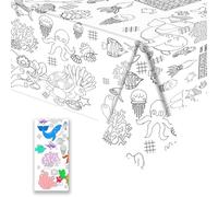 Coloring Tablecloth for Kids,137*274cm Giant Colouring Table Cloth,Paper Tablecloths Ocean Rectangular Table Cover for Parties,Art Coloring Educational Tablecloth Party Supplies for Boys Girls