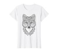 Coloring the Fox Mandala Yourself Value Graphic T-Shirt, Women, White, L
