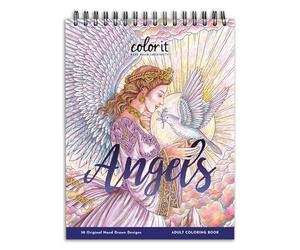 ColorIt Angels Undefined Spiral Bound Adult Coloring Book, 50 Original Illustrations of Celestial Cherubs and Archangels - Thick Paper, Perforated Pages, Hard Book Covers, Ink Blotter Paper