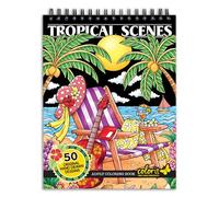 ColorIt Colorful Tropical Scenes Adult Coloring Book - 50 Single-Sided Designs, Thick Smooth Paper, Lay Flat Hardback Covers, Spiral Bound, USA Printed, Tropical Pages to Color