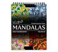 ColorIt Mandalas to Color, Volume VIII Adult Coloring Book 50 Floral and Geometric Mandala Patterns and Designs, Spiral Binding, USA Printed, Lay Flat Hardback Book Cover, Ink Blotter