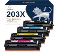 ColorKing 203X Compatible for HP 203X 203A for HP Laserjet pro MFP M281fdw Toner Cartridges M254dw M281fdn M281cdw M280nw M254nw M254dn M281 M254 CF540X CF540A Black Cyan Yellow Magenta 4-Pack