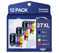 ColorKing 27XL Multipack Compatible for Epson 27 27XL Ink Cartridges for Epson Workforce WF-3620 WF-7110 WF-7720 WF-3640 WF-7210 WF-7710 WF-7715 WF-7610 WF-7620 (12-Pack)