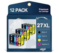 ColorKing 27XL Multipack Compatible for Epson 27 27XL Ink Cartridges for Epson Workforce WF-3620 WF-7110 WF-7720 WF-3640 WF-7210 WF-7710 WF-7715 WF-7610 WF-7620 （12-Pack）