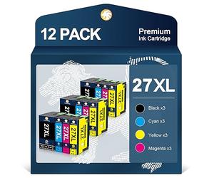 ColorKing 27XL Multipack Compatible for Epson 27 27XL Ink Cartridges for Epson Workforce WF-3620 WF-7110 WF-7720 WF-3640 WF-7210 WF-7710 WF-7715 WF-7610 WF-7620 （12-Pack）