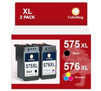 ColorKing PG-575 XL CL-576 XL Replacement for Canon 575 576 Ink Cartridges for Canon for PIXMA TS3550i TS3551i TS3750i TS3751i TS3752i TR4750i TR4751i TR4755i TR4756i (1 Black, 1 Tri-Colour)