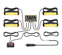 COLORLAM 4x6LEDS Strobe Flashing Lights Emergency Beacon Light Amber Flashing Grill Lights Warning Lights with IP65 Waterproof & 8 Flash Patterns for 12V/24V Emergency Vehicle Van Truck Trailer Roof