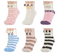 colornival Fluffy Socks Christmas Socks Cosy Slipper Socks Thermal Bed Socks Cute Warm Comfy Winter Sleep Socks Multipack Fuzzy Fleece Socks for Women Ladies Girls Boys