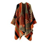 colornival Poncho for Women Shawls Wraps Oversized Winter Scarf Women's Knitted Cape Warm Wearable Blanket Long Cardigans Sweater Coats Christmas Birthday Gifts for Ladies (orange)