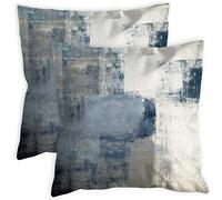 COLORPAPA 2 Pack Grey Blue Throw Pillow Covers 18 x 18 inch Modern Abstract Artwork White Navy Blue Decorative Throw Pillows Home Decor Cushion Cases for Couch Bed Living Room