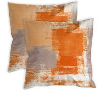 COLORPAPA 2 Pack Orange Throw Pillow Covers 18 x 18 inch Modern Abstract Artwork Burnt Orange Grey Decorative Throw Pillows Home Decor Cushion Cases for Couch Bed Living Room Bedroom