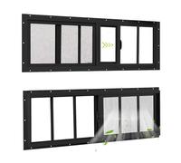 COLORPAPA 2 Pack Shed Windows, 10"x29" Sliding Windows, Transom Window with Tempered Glass for Shed, Chicken Coop, Playhouse, Household, Garage, Barns (Black)