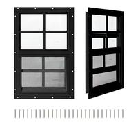 COLORPAPA 2 Pack Shed Windows,16" x 16" Small Sliding Windows,Flush Mount Windows with Tempered Glass and Fiberglass Screen for Shed, Chicken Coop, Playhouse, Household, Garage, Barns (Black)