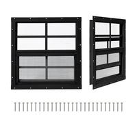 COLORPAPA 2 Pack Shed Windows,24" x 24" Sliding Windows,Flush Mount House Windows with Tempered Glass and Fiberglass Screen for Shed, Chicken Coop, Playhouse, Household, Garage, Barns (Black)