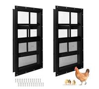 COLORPAPA Chicken Coop Windows 2 Pack, Flush Mount Shed Windows for Chicken Coops, Poultry, Pet Hutch, Playhouses and Sheds, 16" W x 16" H (Black)