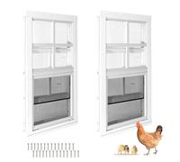 COLORPAPA Chicken Coop Windows 2 Pack, Flush Mount Shed Windows for Chicken Coops, Poultry, Pet Hutch, Playhouses and Sheds, 16" W x 16" H (White)