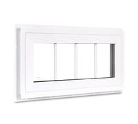 COLORPAPA Vinyl Transom Window, 10" x 23" Double Pane Household Fixed Window with Grids and Tempered Glass for House, Above Doors, Garage, Hallways(White)