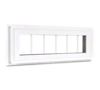 COLORPAPA Vinyl Transom Window, 10" x 36" Double Pane Household Fixed Window with Grids and Tempered Glass for House, Above Doors, Garage, Hallways(White)