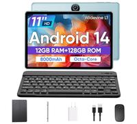 COLORROOM Android 14 Tablet 11 inch Tablet, 12GB RAM+128GB ROM, Octa-Core Tablet with Keyboard, Mouse, GPS, 8000mAh, 800x1280 FHD Display, 5MP+8MP Dual Camera, 2.4/5GHz WiFi, BT5.0 (Blue)