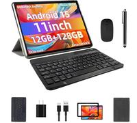 COLORROOM Android 15 Tablet 11inch, Face Unlock, 18W Fast Charging, 12GB+128GB+1TB Expand, Octa-core CPU, 8000mAh Large Battery, WiFi6, Touchscreen Display, Widevine L1 Tableta, Black