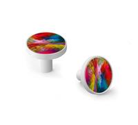 Colors Beyond Death Escape to Reality Series Cabinet Knobs and Wall Hooks, 6 Pack Modern Drawer Pulls with White Base, Solid Zinc Alloy Handles for Kitchen, Bathroom, Dresser