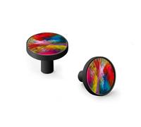 Colors Beyond Death Escape to Reality Series Cabinet Knobs and Wall Hooks, 6 Pack Modern Drawer Pulls with Black Base, Solid Zinc Alloy Handles for Kitchen, Bathroom, Dresser