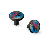Colors Escape to Reality Series Cabinet Knobs and Wall Hooks, 6 Pack Modern Drawer Pulls with Black Base, Solid Zinc Alloy Handles for Kitchen, Bathroom, Dresser