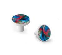 Colors Escape to Reality Series Cabinet Knobs and Wall Hooks, 6 Pack Modern Drawer Pulls with White Base, Solid Zinc Alloy Handles for Kitchen, Bathroom, Dresser