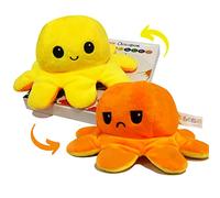 COLORS Giant Reversible Octopus Plush large - Happy and Sad Moody octopus Stuffed toy- Big size 20cm Octopus Plushie Reversable teddy - Flip Octopus UK shows Emotion without saying words! (Sun-Moon)