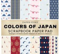 Colors of Japan: 8"x8" Double-Sided Scrapbook Paper Pad with Patterns featuring Traditional Japanese Designs for Scrapbooking, Origami, Junk Journals, and Crafts