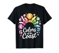 Colors of the Coast Rainbow Seashell Design T-Shirt