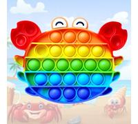 COLORS Rainbow Pop it fidget toy- Stress reliever Push pop toy - A bubble sensory toy for Kids and Adults - popit fidget toys- pop it's for fun, learning and relaxation! (Crab)