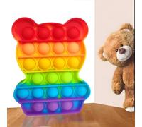 COLORS Rainbow Pop it fidget toy- Stress reliever Push pop toy - A bubble sensory toy for Kids and Adults - popit fidget toys- pop it's for fun, learning and relaxation! (Bear)