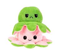 COLORS Reversible Octopus Plush | Happy and Sad Moody octopus | Stuffed animals toy | 20cm Cute Plushie | Reversable Flip Octopus teddy bear shows true Emotion silently! (Green - Pink)