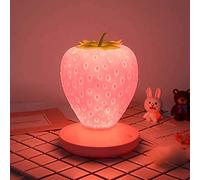 Colorsa Children's Night Light, Cute Silicone Strawberry Light Children's Bedside Color Changing Lamp, USB Rechargeable, 3 Modes Touch Switch Gift for Birthday, Christmas (Pink)