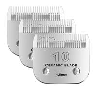 colorski 10# Detachable Pet Dog Grooming Clipper Ceramic Blade,Compatible with Andis Size 10 Cut Length 1/16"(1.5mm),Compatible with andis/wahl/Oster Dog Clippers 3PCS