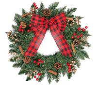 COLORSPEC 46cm/18Inch Christmas Wreath with Pinecone Berries Red Bow | Artificial Xmas Wreath for Front Door Window Fireplace Festival Wall Christmas Decoration Indoor&Outdoor Hanging