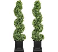 colorspec Artificial Boxwood Outdoor Topiary Set of 2, 3.5ft Tall Porch Trees, All-Year Green Fake Plant Topiary Trees Artificial with Sturdy Pot for Porch Outdoor Indoor (Spiral)