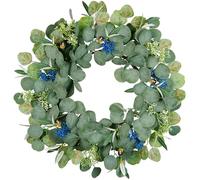 COLORSPEC Eucalyptus Wreath for Front Door, 46 cm/18 inch Artificial Summer Door Wreaths Outdoor All Year Spring Summer Door Wreath with Olives and Berries for Farmhouse Window Wall Fireplace