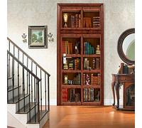COLORSPRING 3D Book Shelf Door Mural Wallpaper Stickers Self-Adhesive Decor Removable for Home Room Decoration (MT-262)