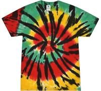 Colortone 100% Cotton Reactive Tie Dye T-Shirt for Women and Men, Rasta Web, Large